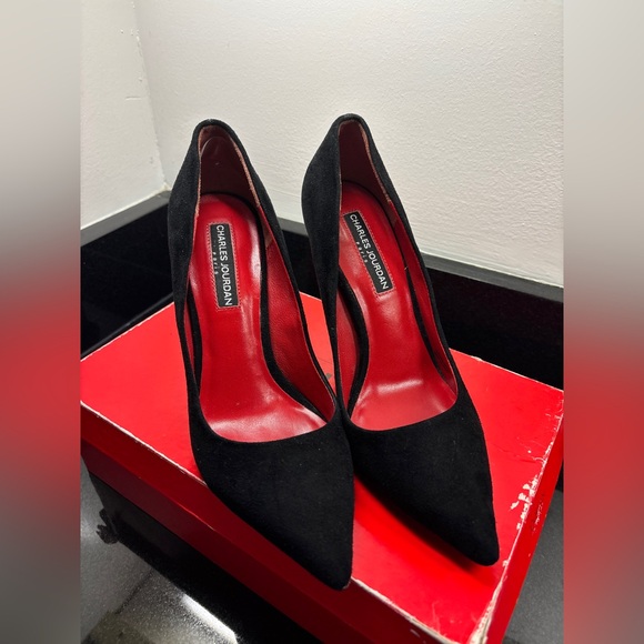 Charles Jourdan Black Suede Heels - Picture 1 of 4